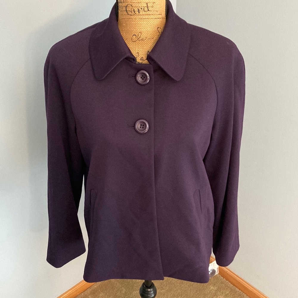 Kasper NWT Dark Purple Blazer Jacket  Two Button Classic Design Women Size 8